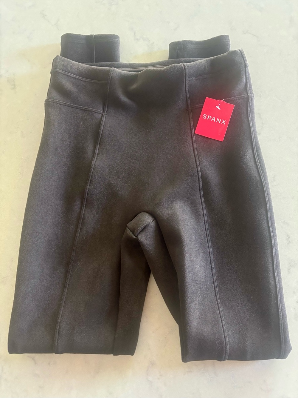 SPANX Faux Suede Chocolate Brown Leggings